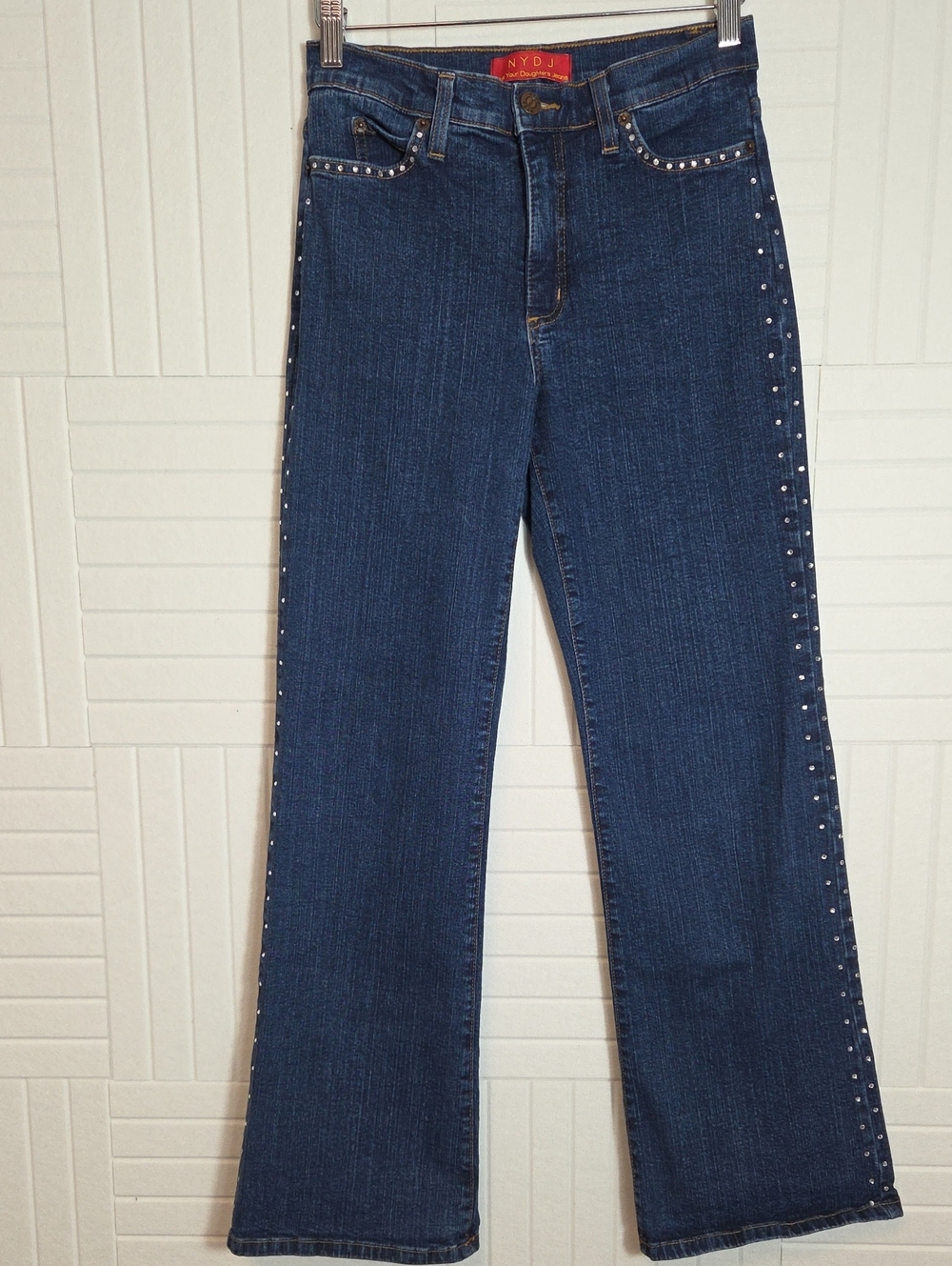 NYDJ Vintage Y2K Rhinestone Accent Boot Cut Jeans Size 6P MADE IN USA